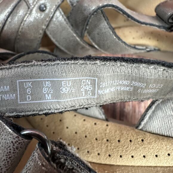 Clarks ELIZABELLE SEA Size 8.5 Bronze Metallic Leather Closed Toe Sandals Shoes - Picture 10 of 10